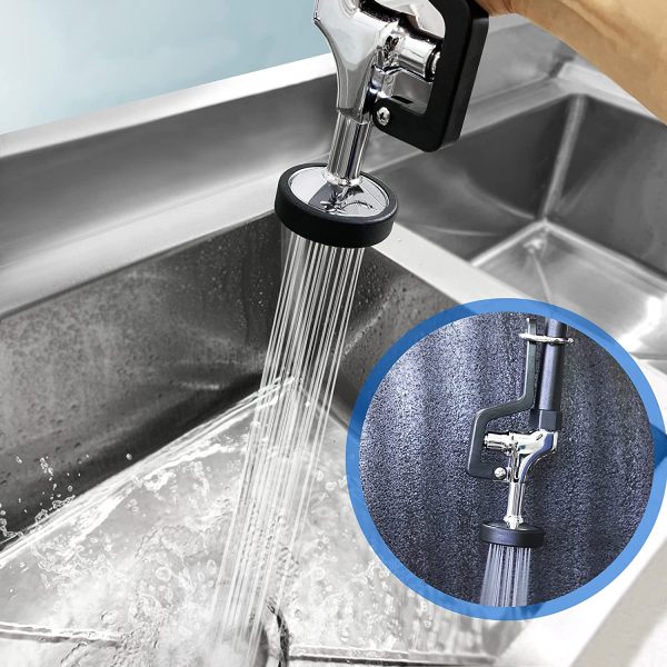 Deck Mount Single Hole Double Handle Kitchen Tap Pull Out Spray Commercial Pre Rinse Kitchen Sink Faucet