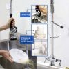 Deck Mount Single Hole Double Handle Kitchen Tap Pull Out Spray Commercial Pre Rinse Kitchen Sink Faucet - Imagen 2